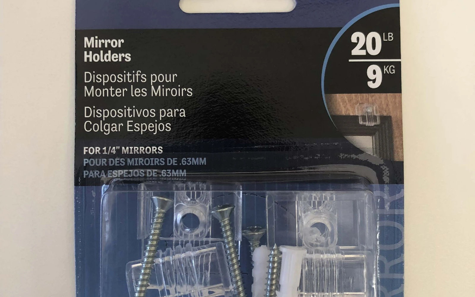 A pack of mirror holders rated to 20 pounds, the hanging hardware included with every mounted map