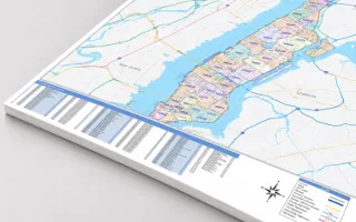 The thick rigid edge of a map mounted on foam board