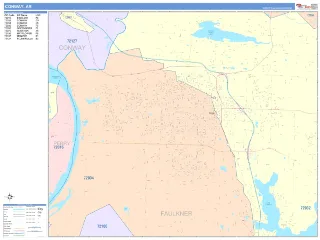 Conway, AR ColorCast style ZIP Code wall map