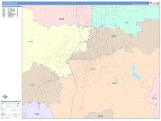 Fayetteville, AR ColorCast style ZIP Code wall map