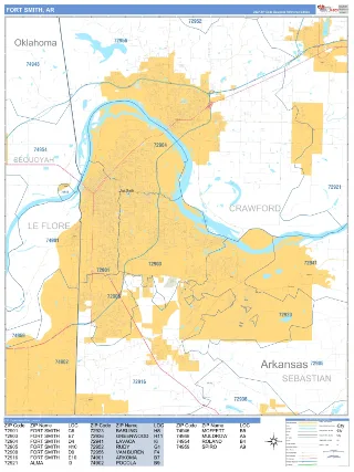 Fort Smith, AR Business Reference style ZIP Code wall map