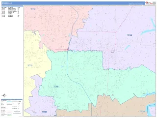 Rogers, AR ColorCast style ZIP Code wall map
