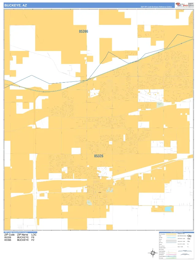 Buckeye, AZ ZIP Code Wall Map, Business Reference style