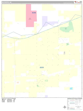 Buckeye, AZ Classic style ZIP Code wall map