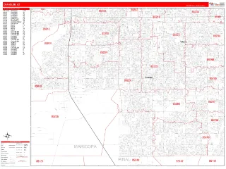 Chandler, AZ RedLine style ZIP Code wall map