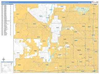 Glendale, AZ Business Reference style ZIP Code wall map