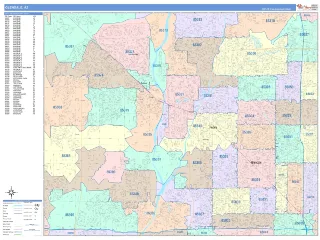Glendale, AZ ColorCast style ZIP Code wall map