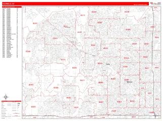 Glendale, AZ RedLine style ZIP Code wall map