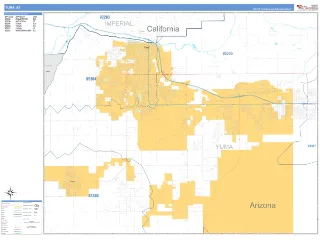 Yuma, AZ Business Reference style ZIP Code wall map