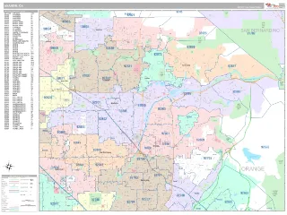 Anaheim, CA Classic style ZIP Code wall map