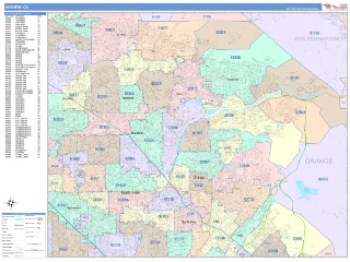 Anaheim, CA ColorCast style ZIP Code wall map