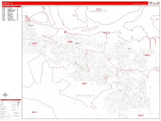 Antioch, CA RedLine style ZIP Code wall map