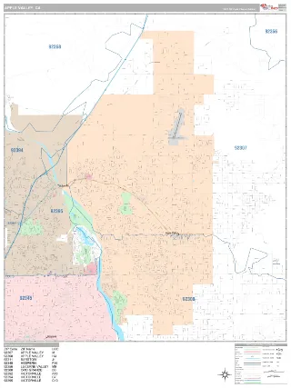 Apple Valley, CA Classic style ZIP Code wall map