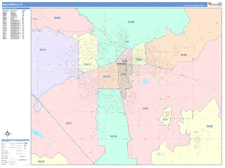 Bakersfield, CA ColorCast style ZIP Code wall map