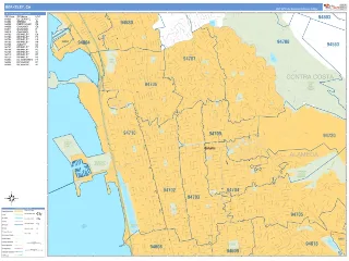 Berkeley, CA Business Reference style ZIP Code wall map