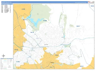 Castro Valley, CA Business Reference style ZIP Code wall map