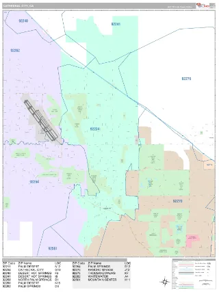 Cathedral City, CA Classic style ZIP Code wall map
