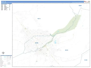 Chico, CA Business Reference style ZIP Code wall map