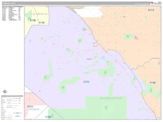 Chino Hills, CA Classic style ZIP Code wall map
