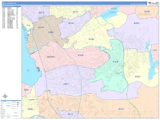 Chula Vista, CA ColorCast style ZIP Code wall map