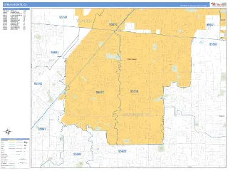 Citrus Heights, CA Business Reference style ZIP Code wall map