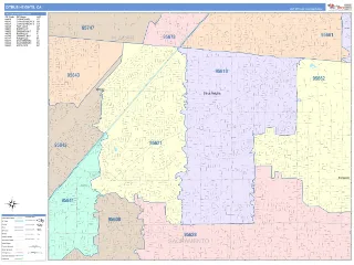 Citrus Heights, CA ColorCast style ZIP Code wall map