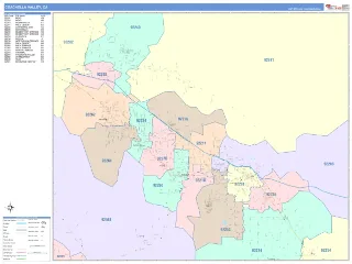 Coachella Valley, CA ColorCast style ZIP Code wall map