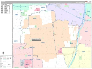 Compton, CA Classic style ZIP Code wall map