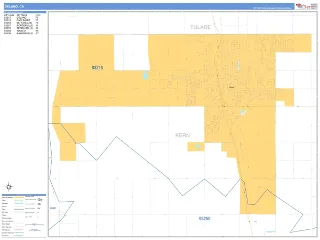 Delano, CA Business Reference style ZIP Code wall map