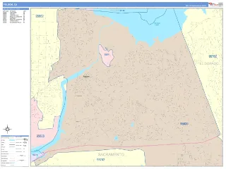 Folsom, CA ColorCast style ZIP Code wall map
