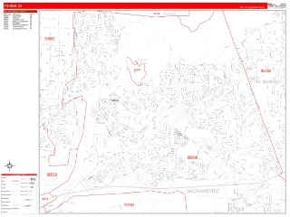 Folsom, CA RedLine style ZIP Code wall map