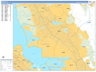 Fremont, CA Business Reference style ZIP Code wall map