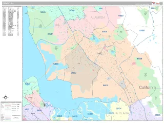 Fremont, CA Classic style ZIP Code wall map