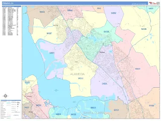 Fremont, CA ColorCast style ZIP Code wall map