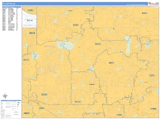 Fullerton, CA Business Reference style ZIP Code wall map