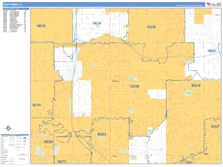 Hawthorne, CA Business Reference style ZIP Code wall map