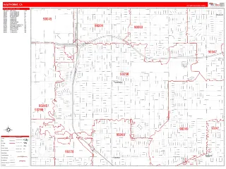 Hawthorne, CA RedLine style ZIP Code wall map