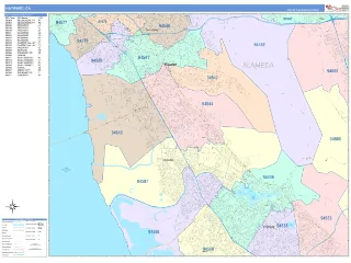 Hayward, CA ColorCast style ZIP Code wall map