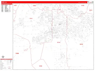 Hemet, CA RedLine style ZIP Code wall map