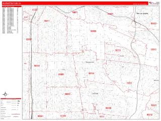 Huntington Park, CA RedLine style ZIP Code wall map