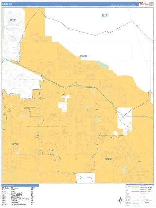 Indio, CA Business Reference style ZIP Code wall map
