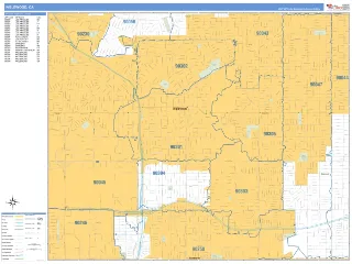 Inglewood, CA Business Reference style ZIP Code wall map