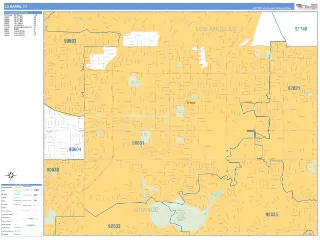 La Habra, CA Business Reference style ZIP Code wall map