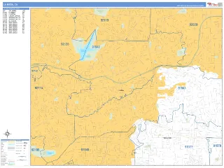 La Mesa, CA Business Reference style ZIP Code wall map