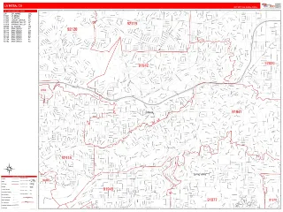 La Mesa, CA RedLine style ZIP Code wall map