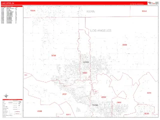Lancaster, CA RedLine style ZIP Code wall map