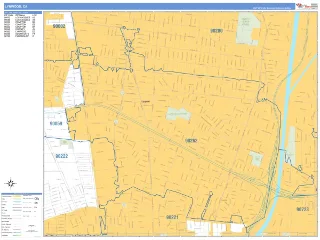 Lynwood, CA Business Reference style ZIP Code wall map