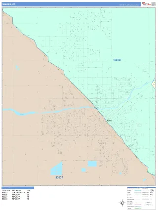 Madera, CA ColorCast style ZIP Code wall map