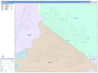 Manteca, CA ColorCast style ZIP Code wall map