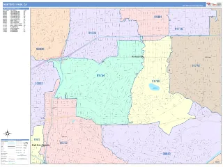 Monterey Park, CA ColorCast style ZIP Code wall map